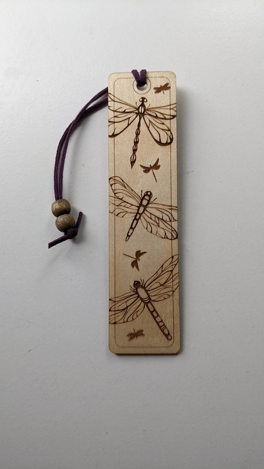 Dragonflies Wooden Bookmark