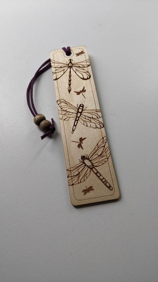Dragonflies Wooden Bookmark