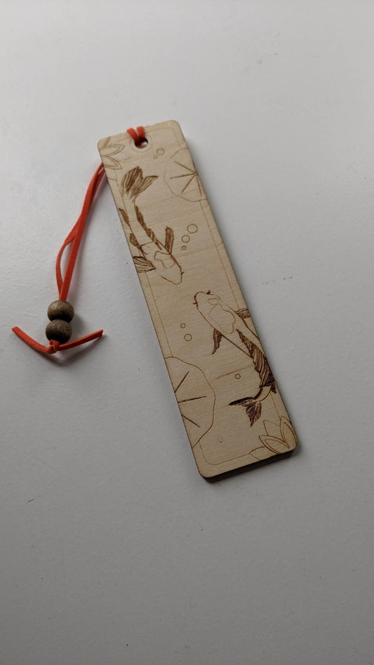 Koi Pond Wooden Bookmark