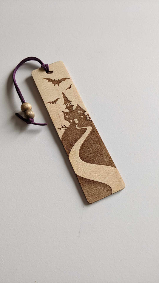 Spooky Mansion Wooden Bookmarks